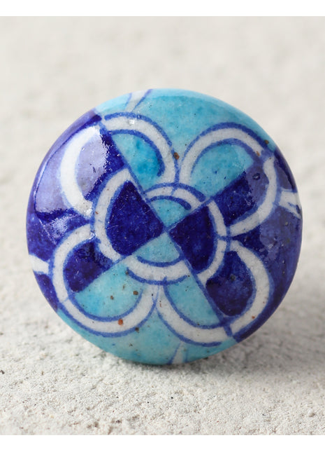Stylish Blue And Turquoise Ceramic Blue Pottery Drawer knob