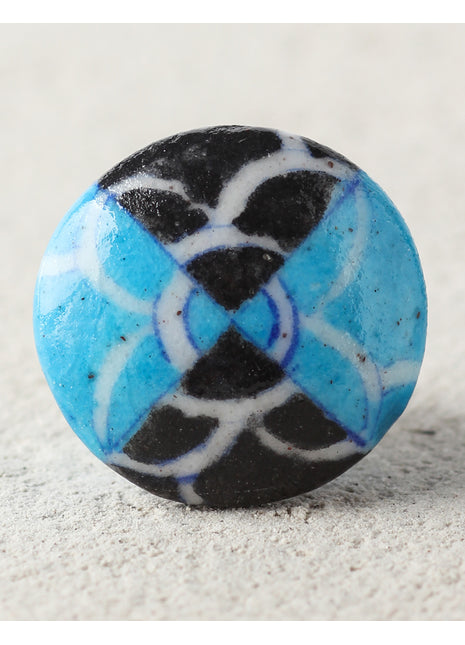Stylish Black And Turquoise Ceramic Blue Pottery Dresser Cabinet Knob