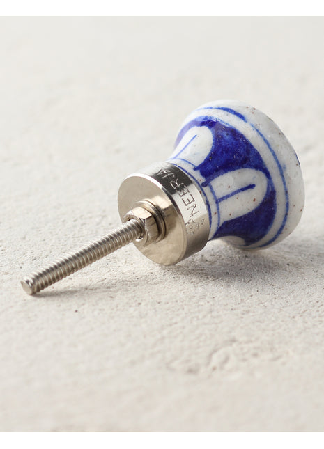 White Ceramic Blue Pottery Kitchen Cabinet Knob With Blue Flowers