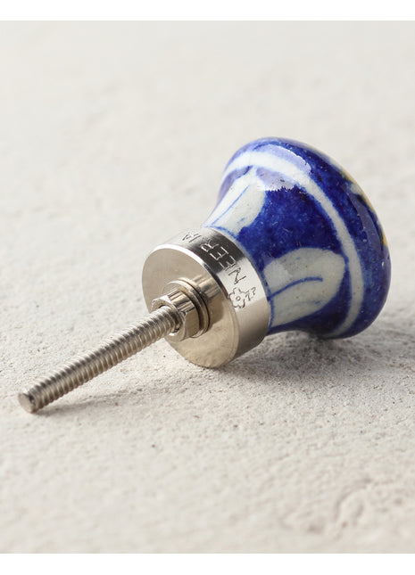 Sunflower Print On Blue Ceramic Blue Pottery Dresser Cabinet Knob