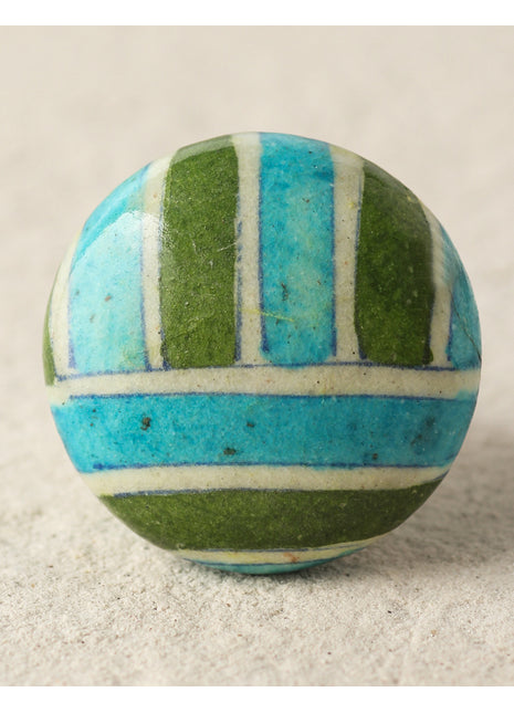 Turquoise, Green, White and Blue Plaid Cabinet Knob