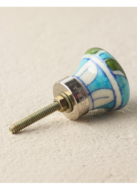 Turquoise, Green, White and Blue Plaid Cabinet Knob