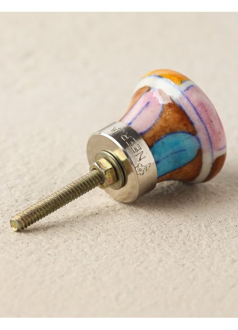 Handmade Multicolor Pinwheel Blue Pottery Dresser Cabinet Knob