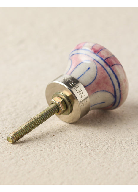 Handmade Pink And White Stripes Kitchen Cabinet Knob