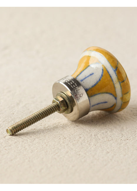 Elegant Mustard And Yellow Stripes Ceramic Dresser Cabinet Knob