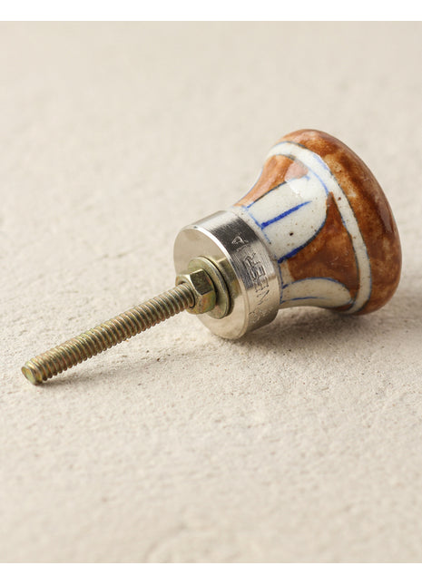 Stylish Brown Dresser Cabinet Knob With Yellow And Turquoise Petals