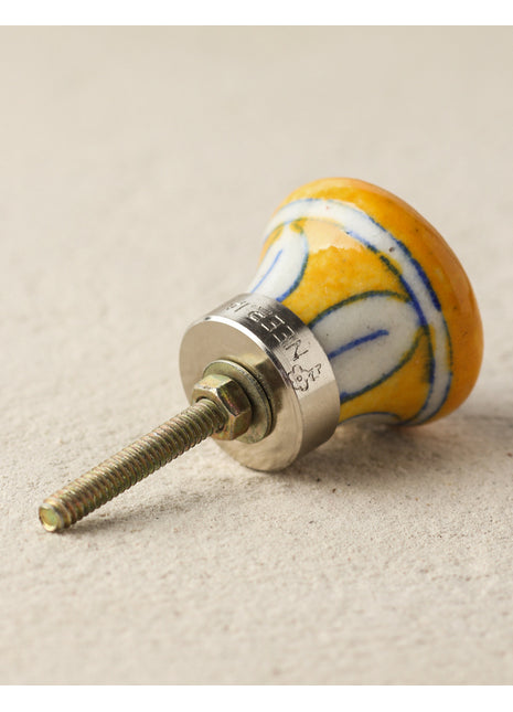 Handmade Brown And Black Pinwheel Blue Pottery Door Knob