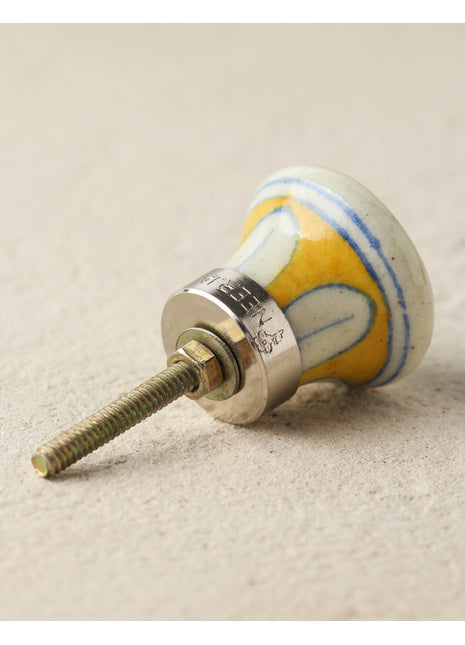 Handmade Green Pinwheel Blue Pottery Dresser Cabinet Knob