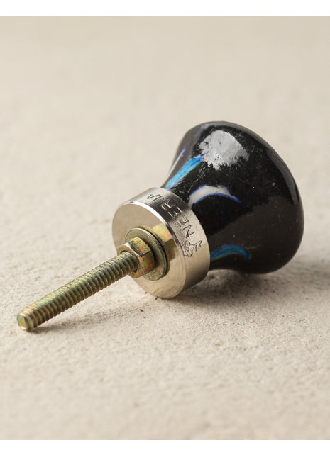 Elegant Black Ceramic Kitchen Cabinet Knob With Turquoise Design