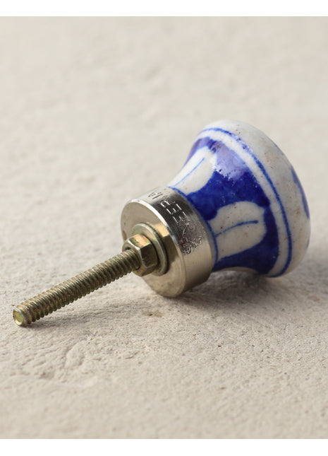 Stylish White Ceramic Blue Pottery Door Knob With Blue And Turquoise Flower