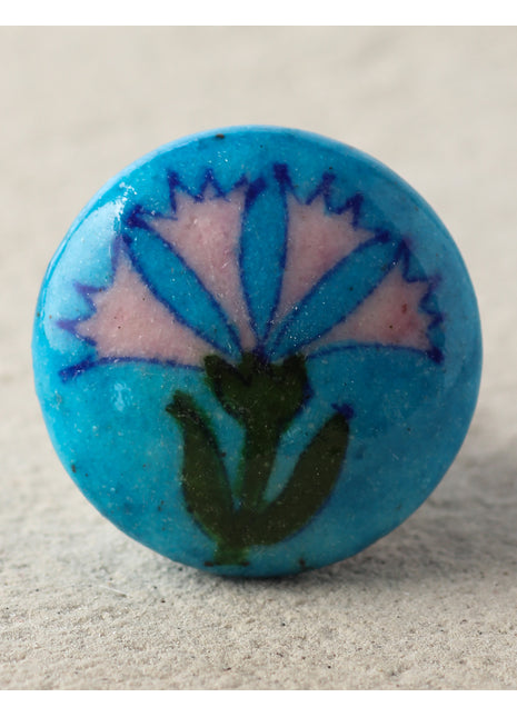 Well Designed Turquoise Dresser Cabinet Knob With Pink Flower