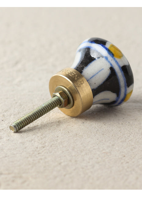 Black, White and Yellow Kitchen Cabinet Knob