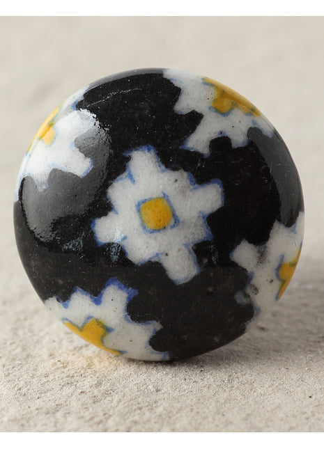 Black, White and Yellow Kitchen Cabinet Knob