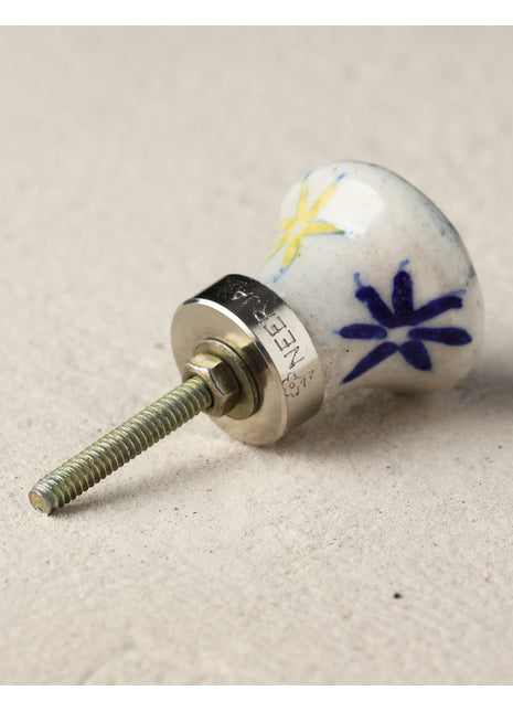 Stylish Multicolor Floral Print Ceramic Blue Pottery Door Knob