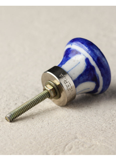 Blue Ceramic Blue Pottery Door Knob With Turquoise Flower