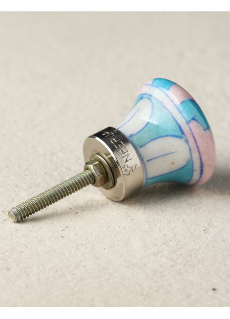 Zigzag Pink And Turquoise Ceramic Blue Pottery Drawer Knob