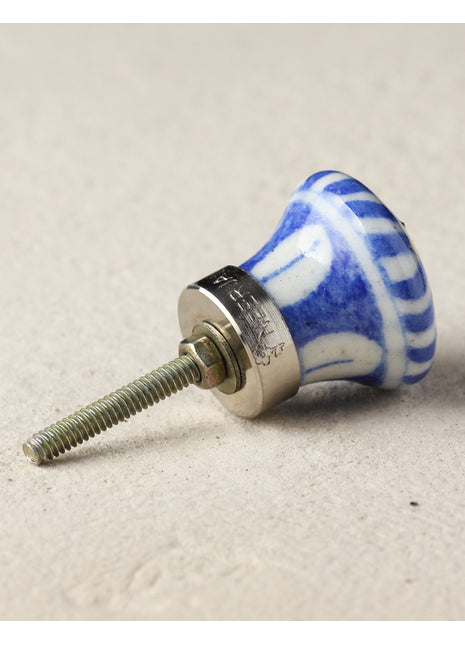 White And Blue Patchwork With Yellow Flower Ceramic Blue Pottery Door Knob