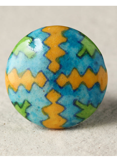 Yellow, Turquoise and Lime Green Hand Painted Cabinet knob