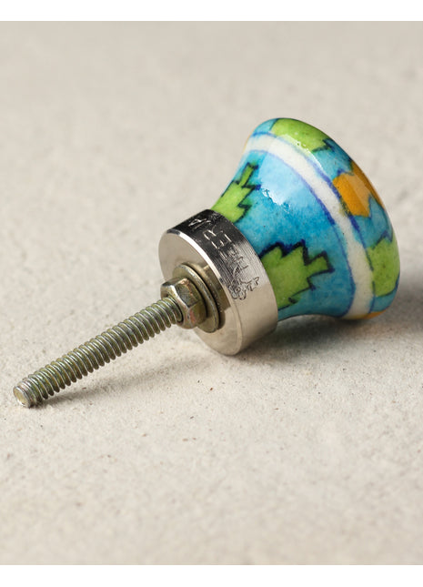 Yellow, Turquoise and Lime Green Hand Painted Cabinet knob