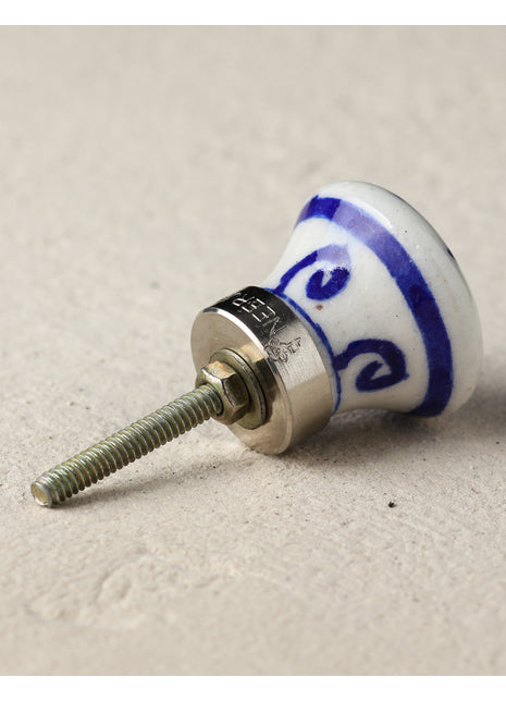 Blue Handmade Seashell On White Ceramic Blue Pottery Door Knob