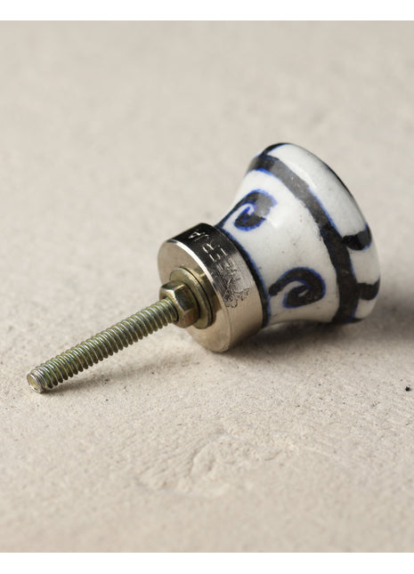 Antique Black Heart On White Ceramic Blue Pottery Door Knob