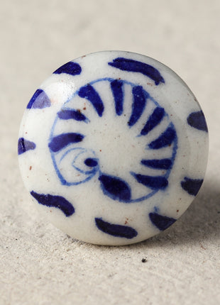 Stylish Blue Heart On White Ceramic Blue Pottery Kitchen Cabinet Knob