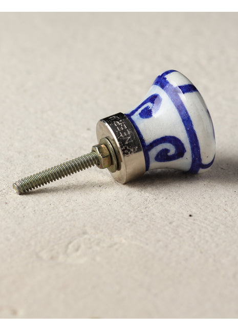 Stylish Blue Heart On White Ceramic Blue Pottery Kitchen Cabinet Knob