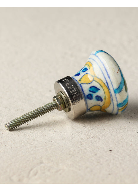 Vintage Multicolor Ceramic Blue Pottery Drawer Knob