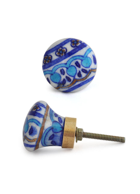 Elegant Multicolor Designer Ceramic Blue Pottery Drawer Knob