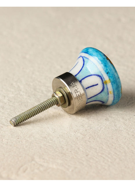 Stylish Sunflower On Turquoise Ceramic Blue Pottery Drawer Knob