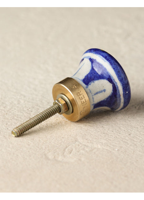 Antique Sunflower On Blue Ceramic Blue Pottery Door Knob