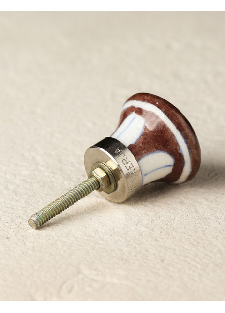 Handmade Sunflower On Brown Ceramic Blue Pottery Door Knob