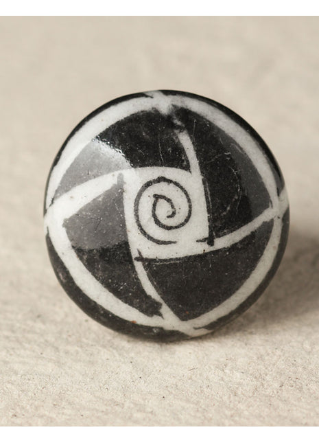 Handmade Black Patchwork Blue Pottery Dresser Cabinet Knob