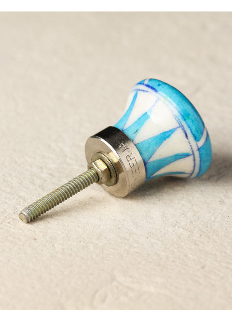 Designer Turquoise Patchwork Blue Pottery Door Knob
