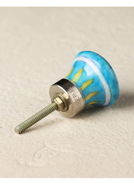 Well-designed Sun Print On Turquoise Ceramic Blue Pottery Door Knob