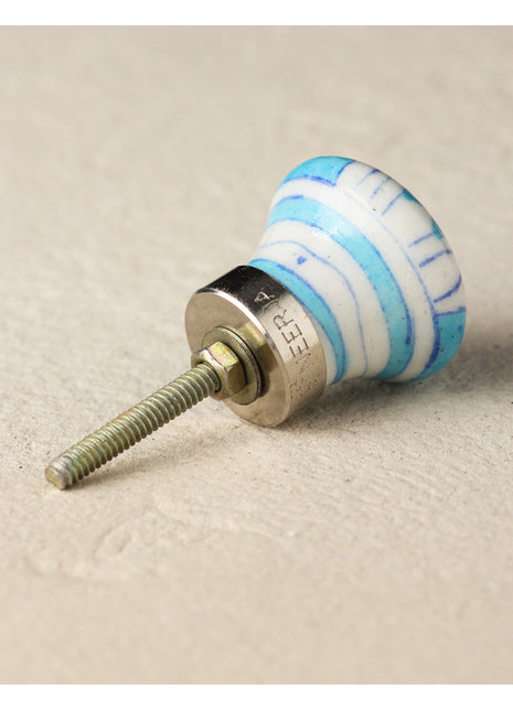 Vintage Turquoise And White Patchwork Blue Pottery Door Knob