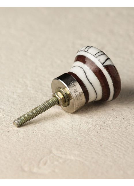 Elegant Brown And White Patchwork Blue Pottery Drawer Knob