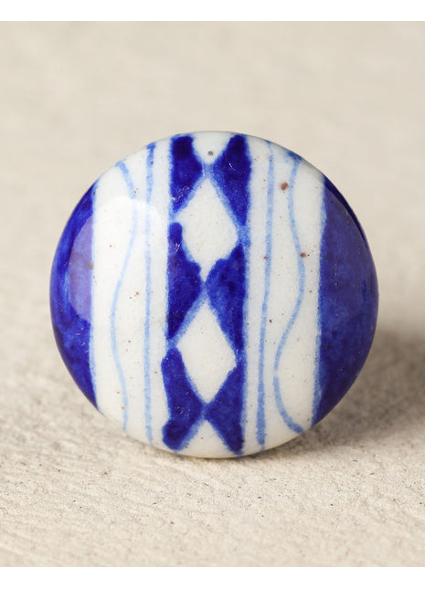 Stylish Blue And White Patchwork Blue Pottery Kitchen Cabinet Knob