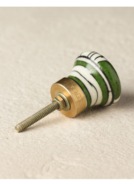 Handmade Green And White Patchwork Blue Pottery Dresser Cabinet Knob