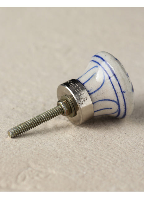 White Ceramic Blue Pottery Door Knob With Blue Flower
