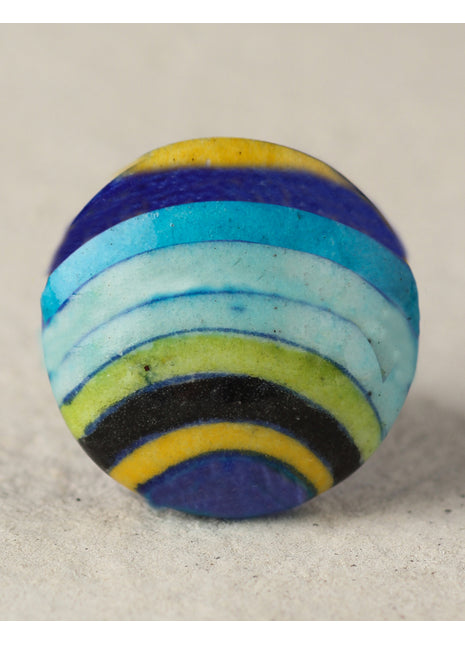 Well-Designed Multicolor Rainbow Ceramic Blue Pottery Door Knob