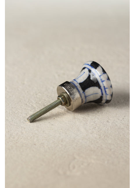 White And Black Checkerboard Ceramic Blue Pottery Drawer Knob