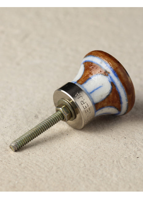 Elegant Brown Ceramic Drawer Knob With Beautifully Crafted Bird Design