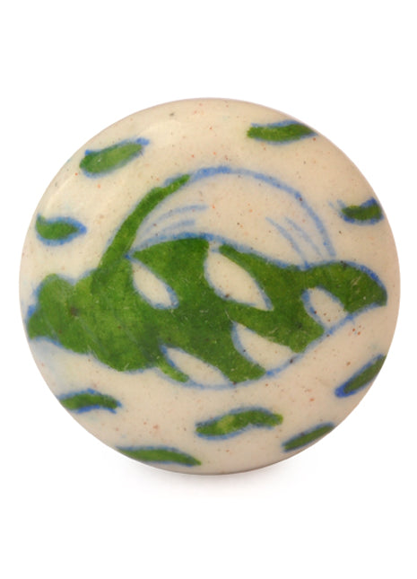 Well Designed Green Shell Ceramic Blue Pottery Dresser Cabinet Knob