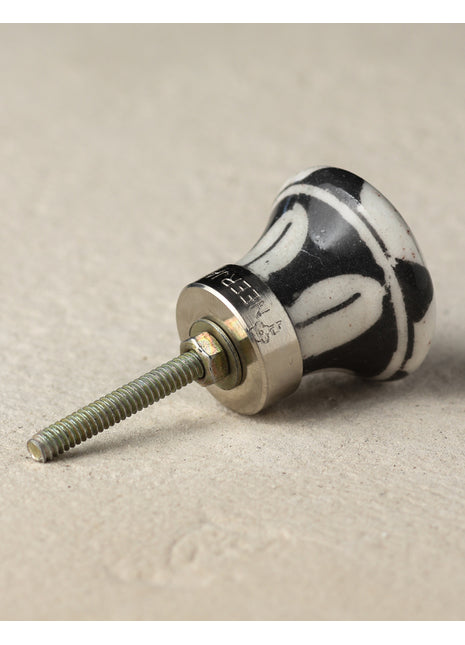 Stylish White Ceramic Kitchen Cabinet Knob With Brown And Black Design