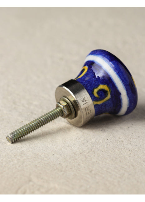 Yellow And Blue Designer Ceramic Blue Pottery Dresser Cabinet Knob