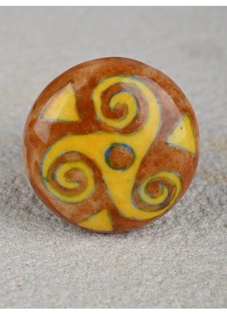 Brown And Yellow Designer Ceramic Blue Pottery Door Knob