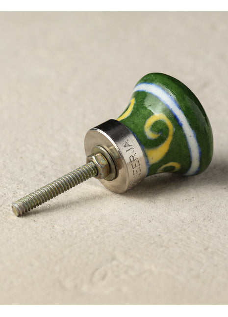 Antique Green And Yellow Designer Ceramic Blue Pottery Drawer Knob