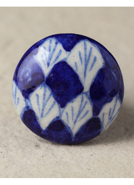 White And Blue Checkerboard Ceramic Blue Pottery Door Knob