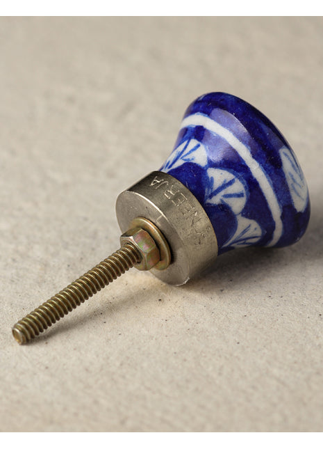 White And Blue Checkerboard Ceramic Blue Pottery Door Knob